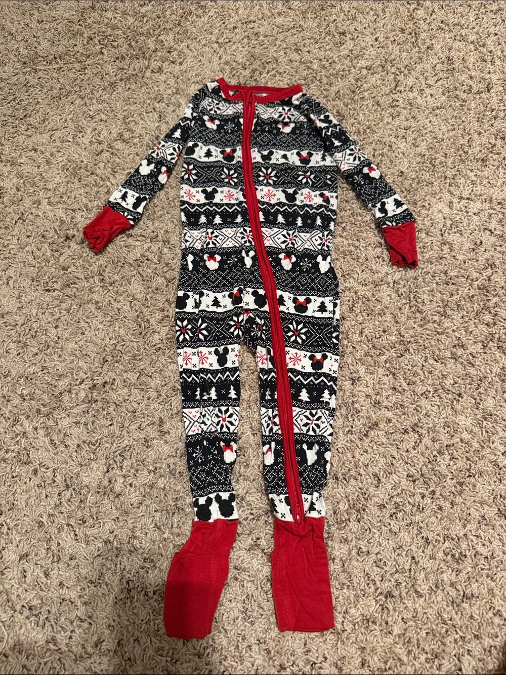 Little Sleepies Maickey/Mini Mouse Holiday Fair Isle One-Piece Pajamas - 2T